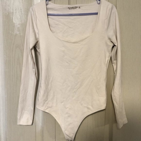 A&F White Long Sleeve Bodysuit Size S - Picture 1 of 5
